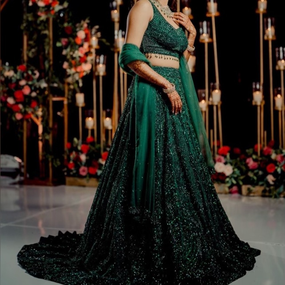 Seema Gujral Wedding Lengha With Train - Size Medium